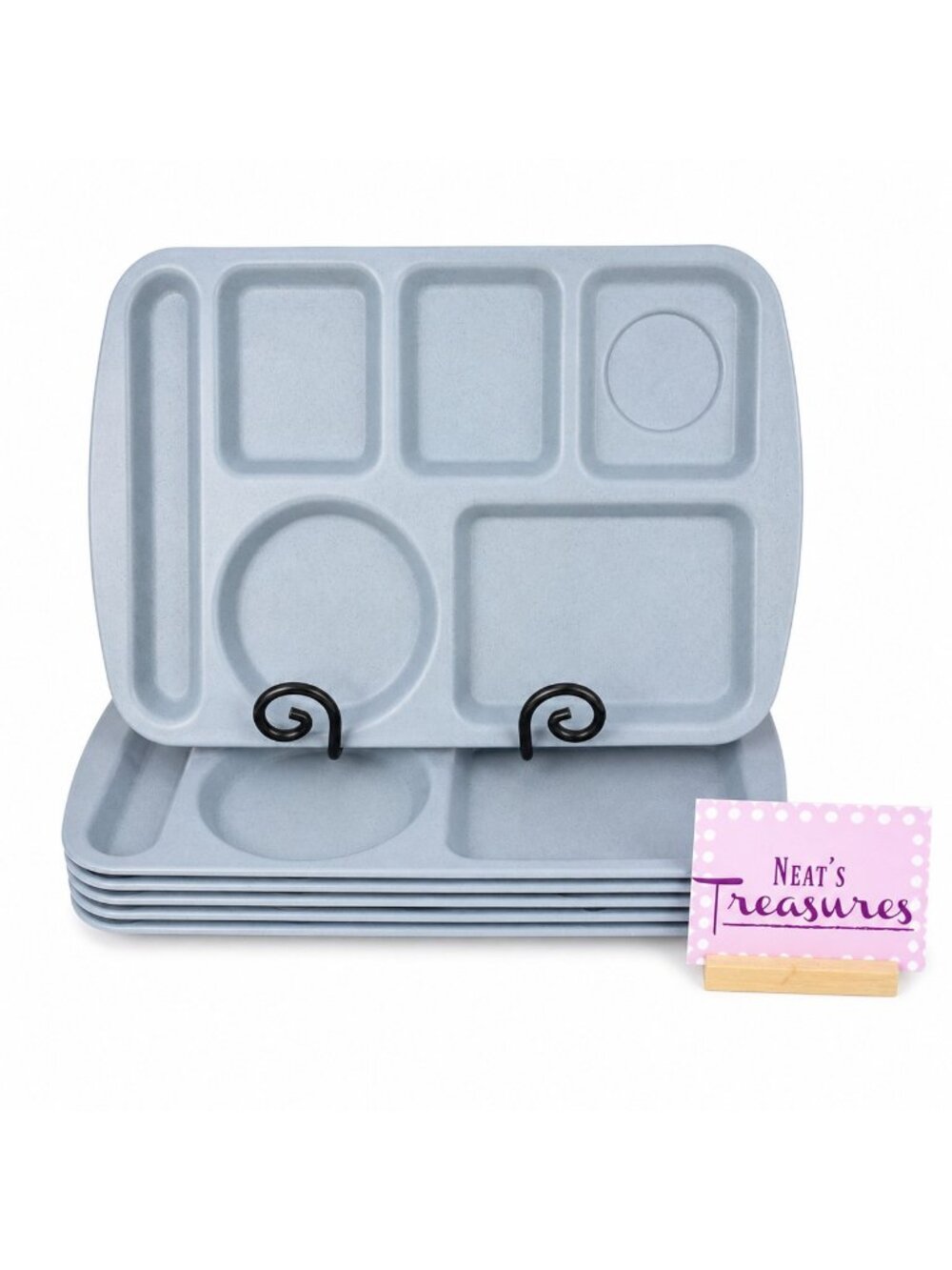 Prolonware By Prolon Solid Blue Rectangular Cafeteria School Lunch Tray Set 6